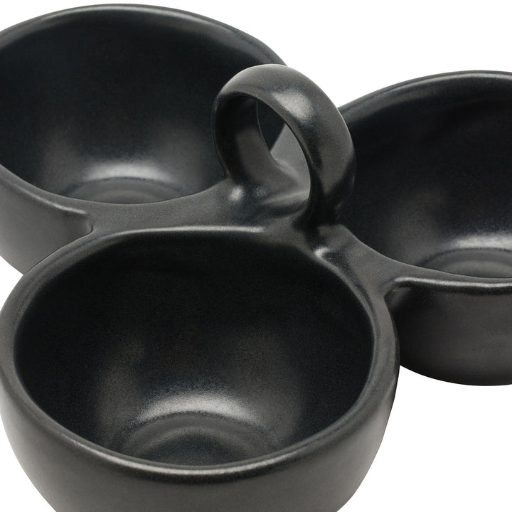 Desmond Black Glaze Triple Nut Dish