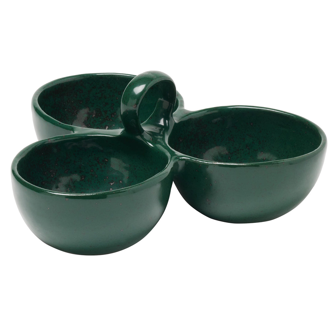 Desmond Dark Green Stoneware Triple Nut Dish