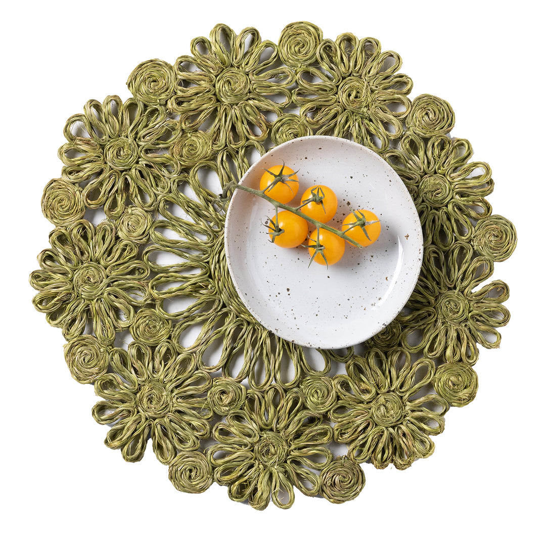 Eliana Olive Green Abaca Placemats Set/4