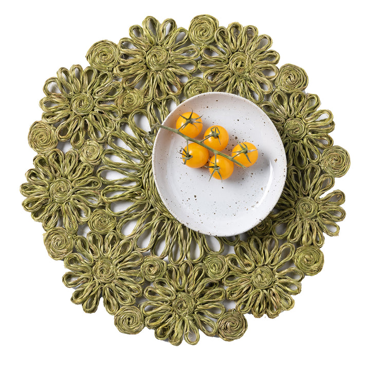 Eliana Olive Green Abaca Placemats Set/4