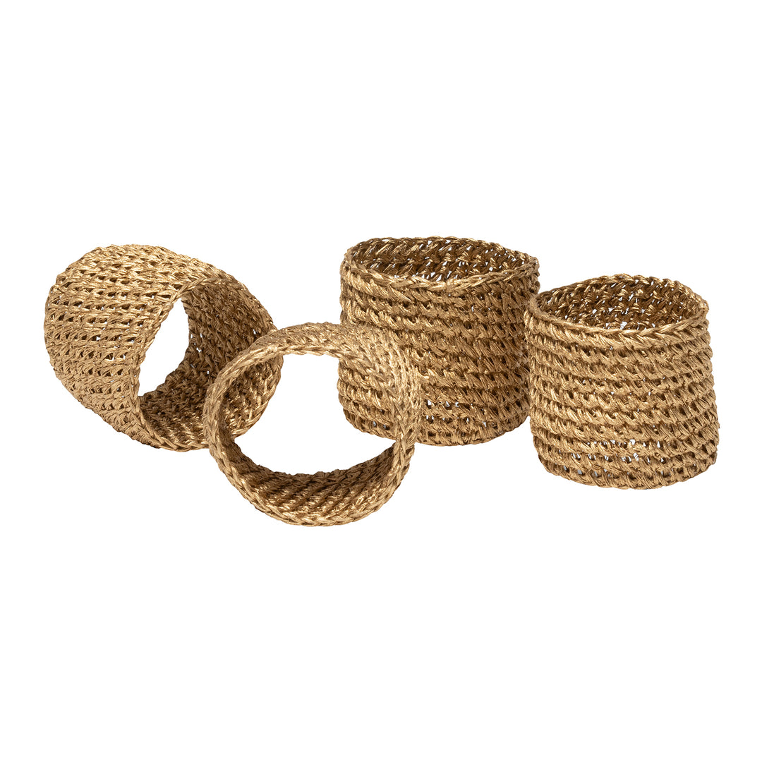 Emmy Abaca Gold Napkin Ring Set/4