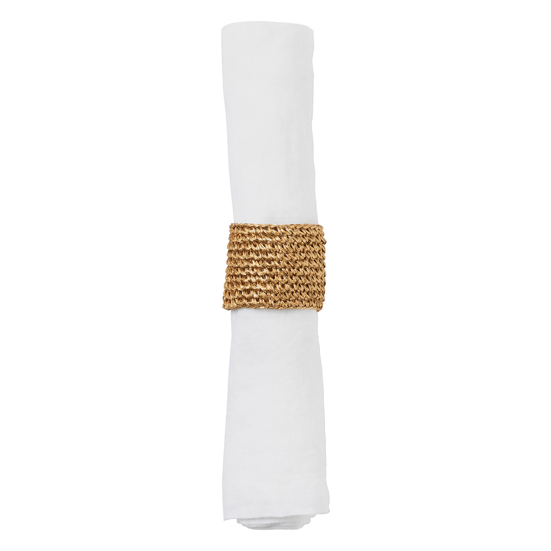 Emmy Abaca Gold Napkin Ring Set/4