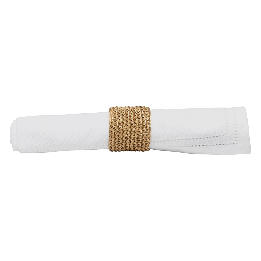 Emmy Abaca Gold Napkin Ring Set/4