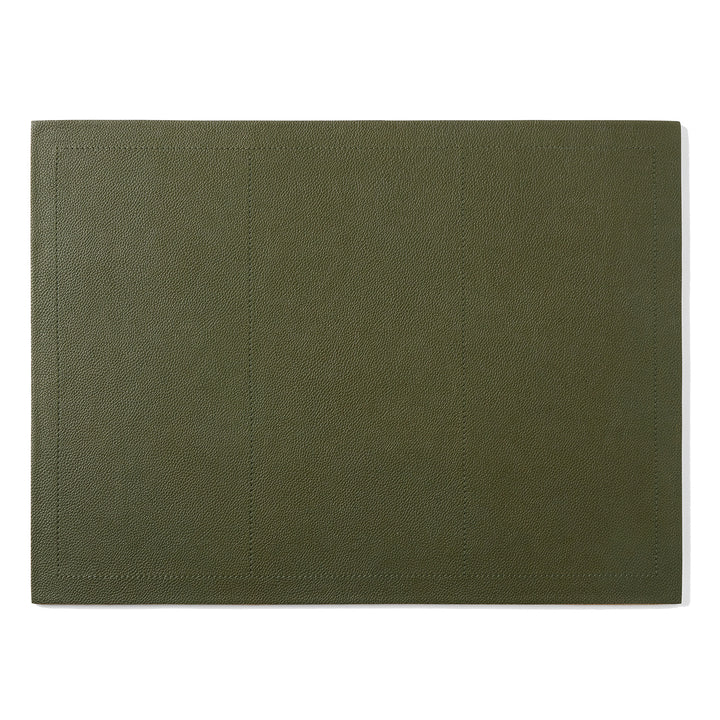 Evan Forest Green Leather Placemat Set Of 2 (Rectangle)