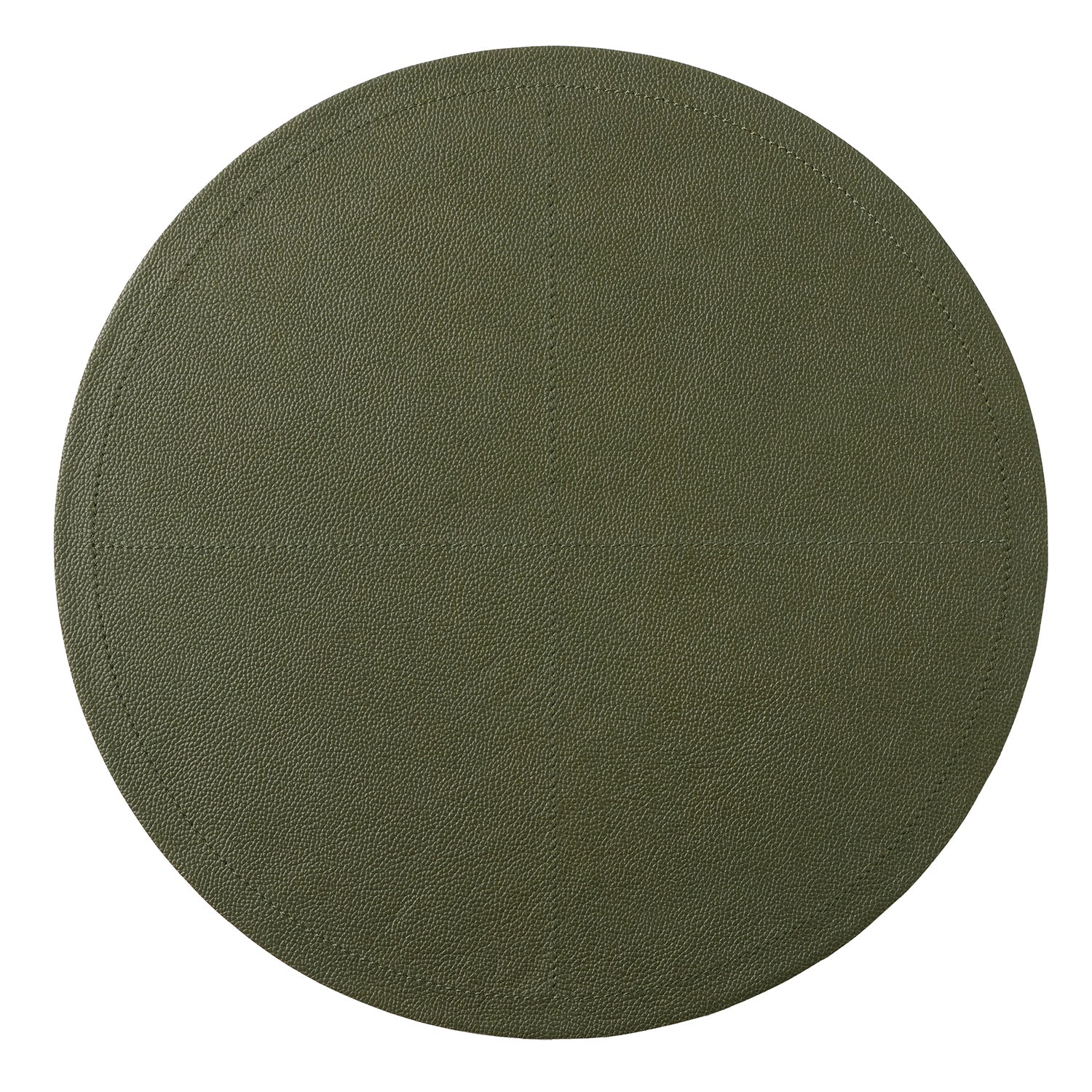 Evan Forest Green Leather Placemat Set Of 2 (Round)
