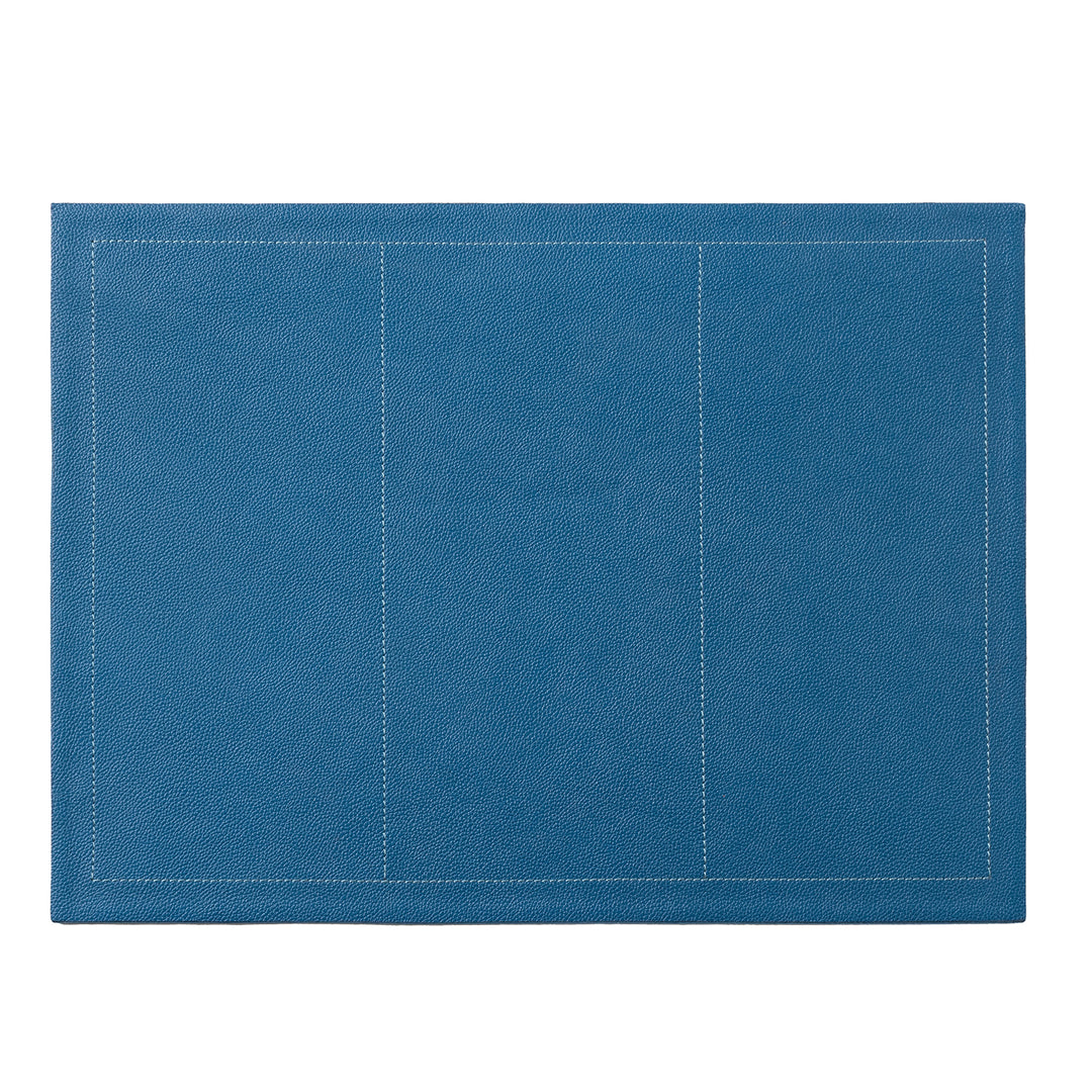 Evan Peacock Blue Leather Placemat Set Of 2 (Rectangle)