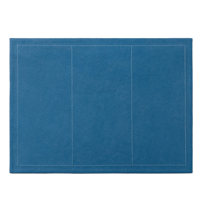 Evan Peacock Blue Leather Placemat Set Of 2 (Rectangle)