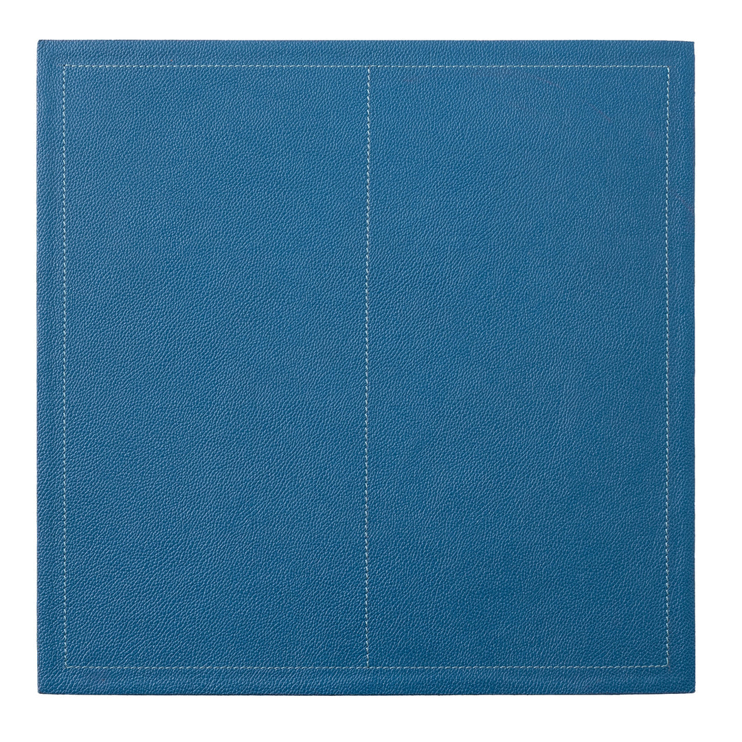 Evan Peacock Blue Leather Placemat Set Of 2 (Square)