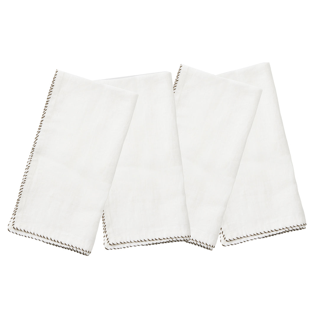 Evelyn White Linen Napkin Set/4