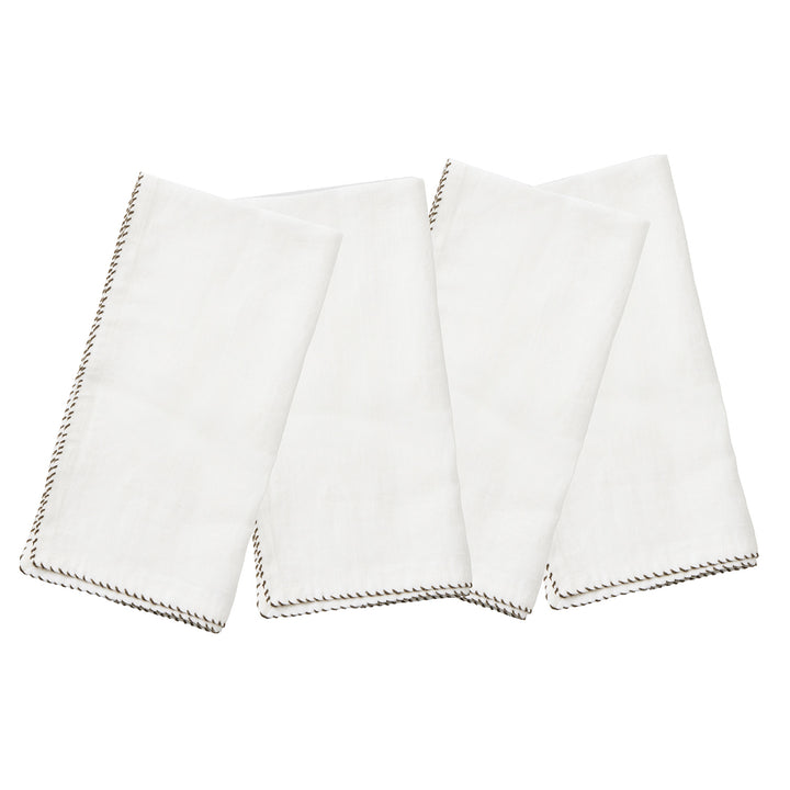 Evelyn White Linen Napkin Set/4