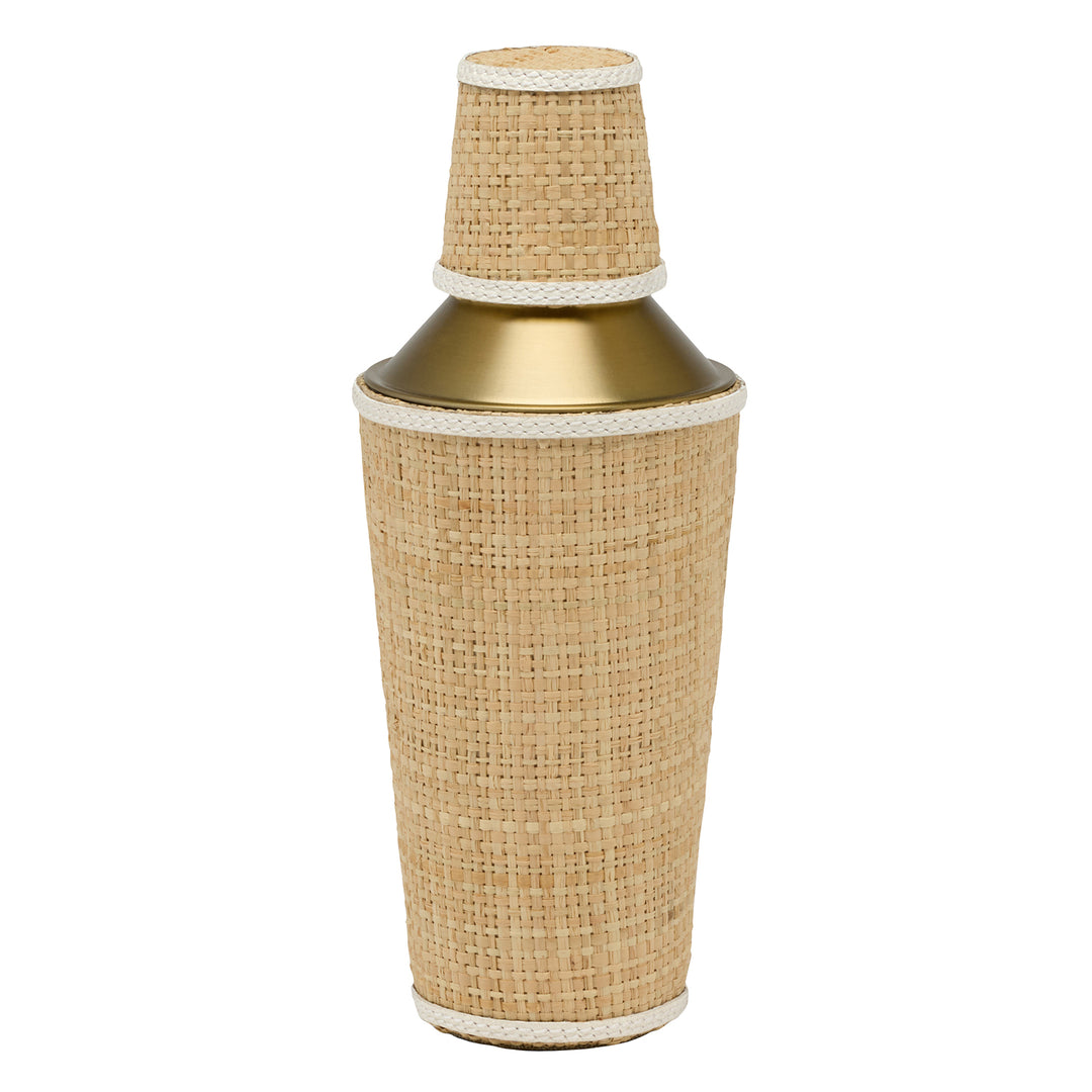 Gable Natural/White Raffia/Leather Cocktail Shaker