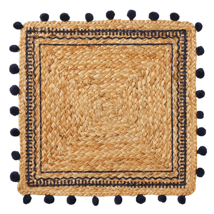 Giada Natural/Navy Jute Placemats Set Of 4 (Square)