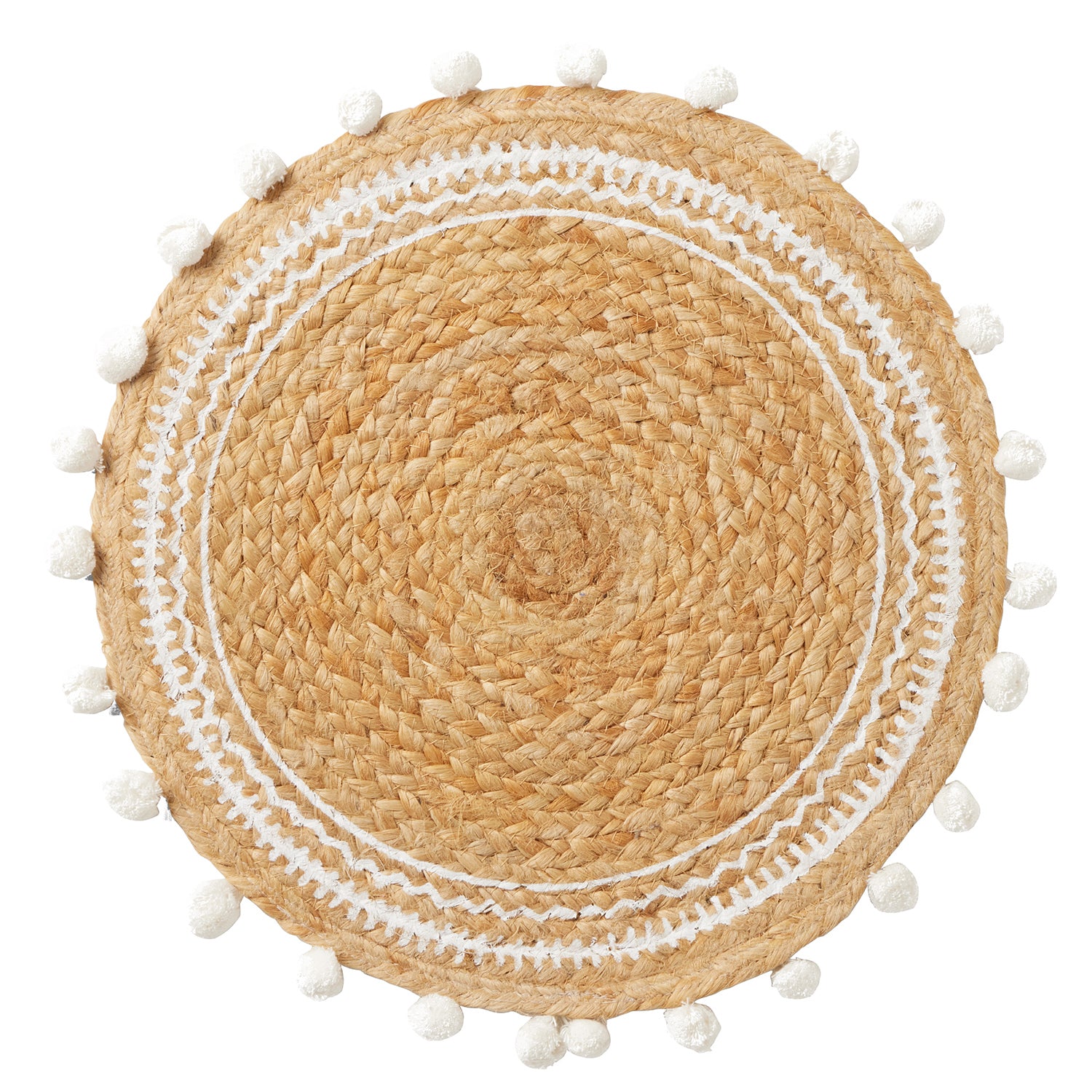 Giada Natural/White Jute Placemats Set Of 4 (Round) - Thumbnail 2
