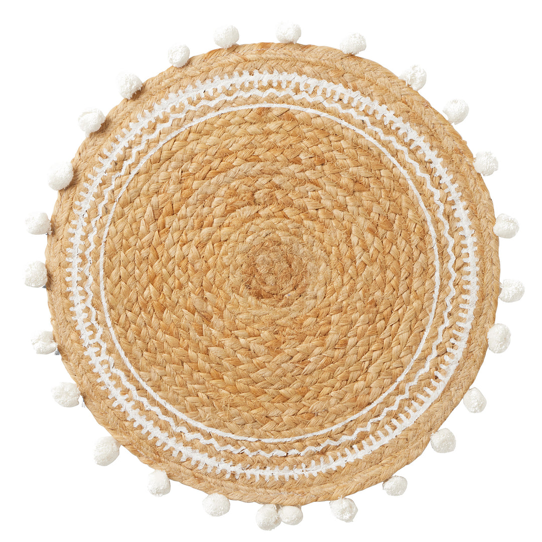 Giada Natural/White Jute Placemats Set Of 4 (Round)