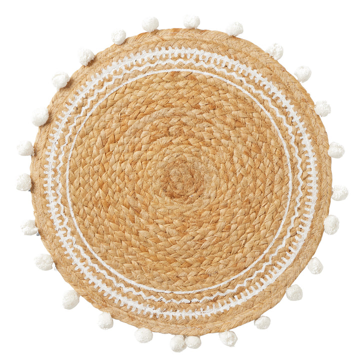 Giada Natural/White Jute Placemats Set Of 4 (Round)