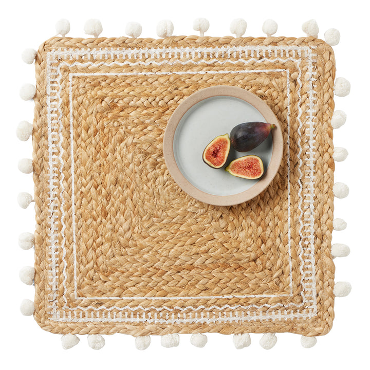 Giada Natural/White Jute Placemats Set Of 4 (Square)