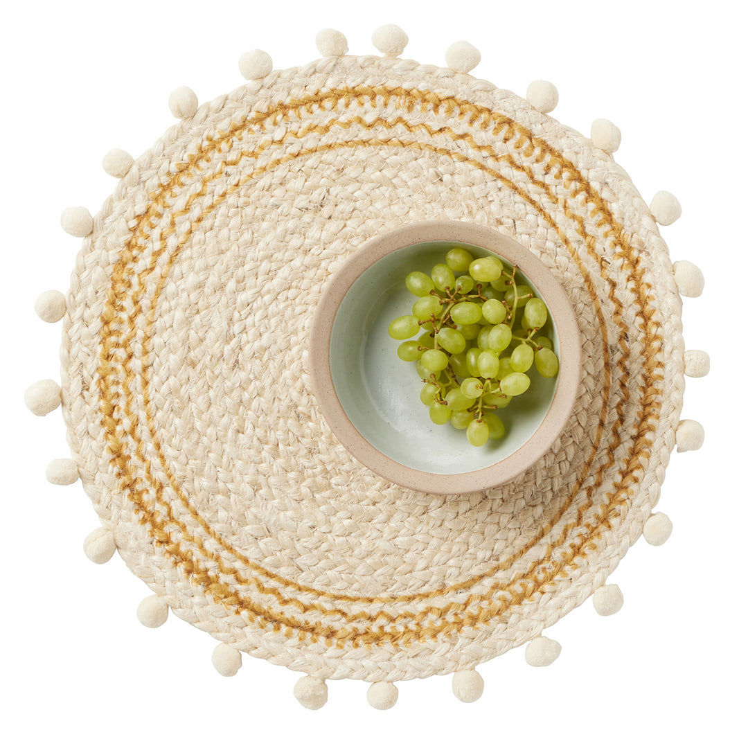 Giada White/Natural Jute Placemats Set Of 4 (Round)