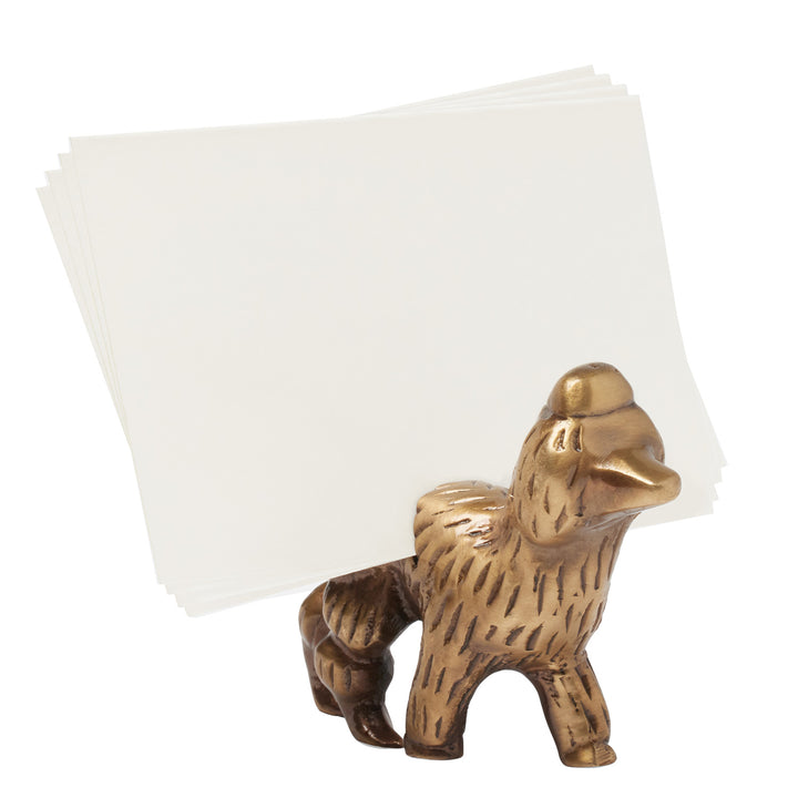 Gianluca Antique Brass Poodle Card Holder Set/4