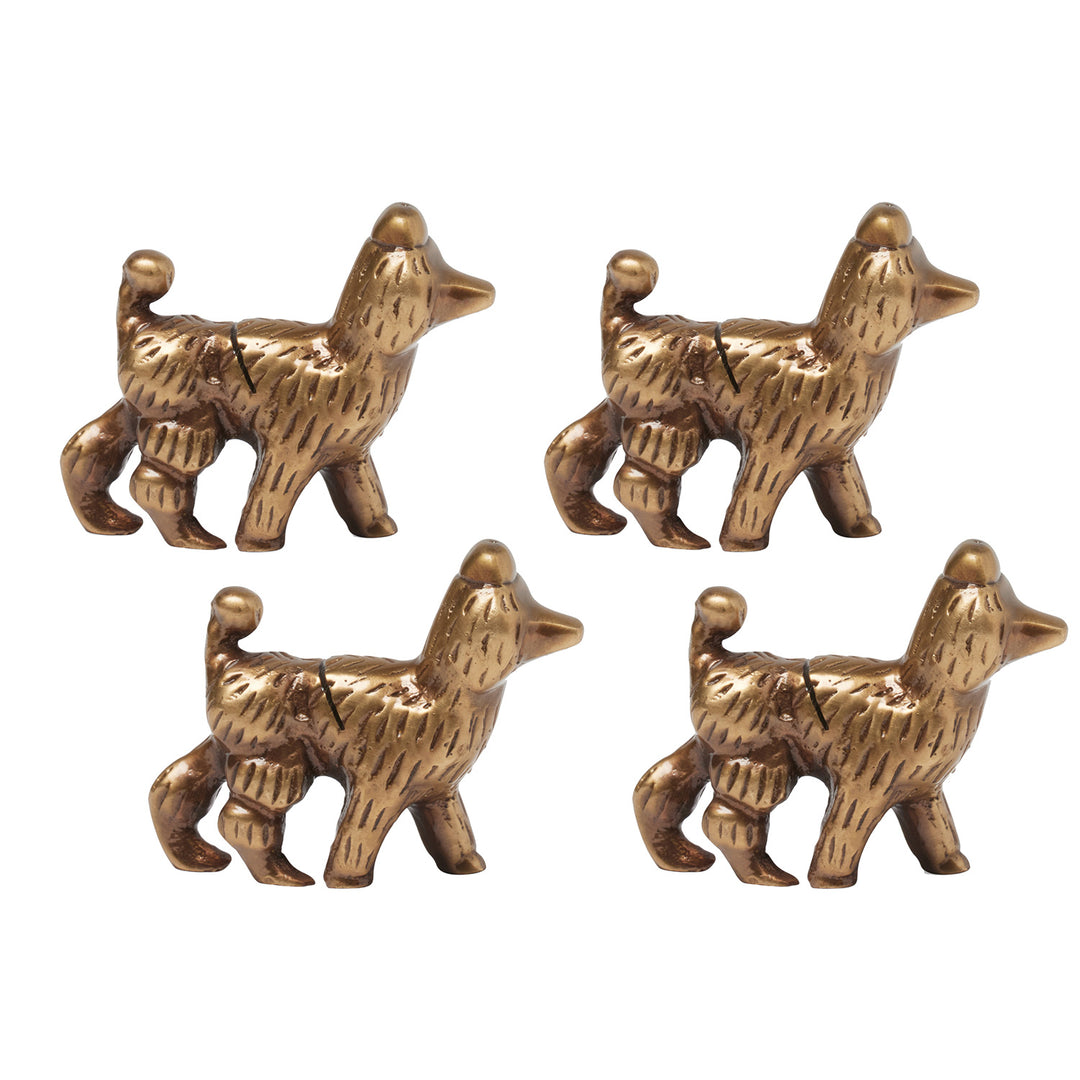 Gianluca Antique Brass Poodle Card Holder Set/4