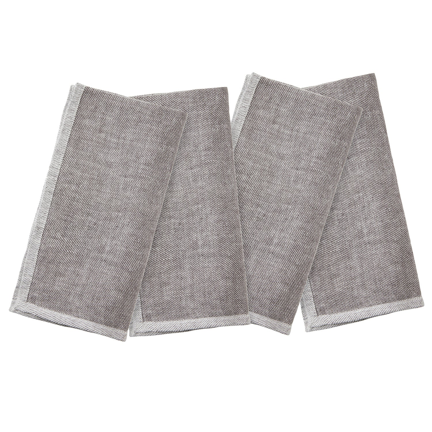 Gianna Gray/White Linen Napkin Set - Thumbnail 2