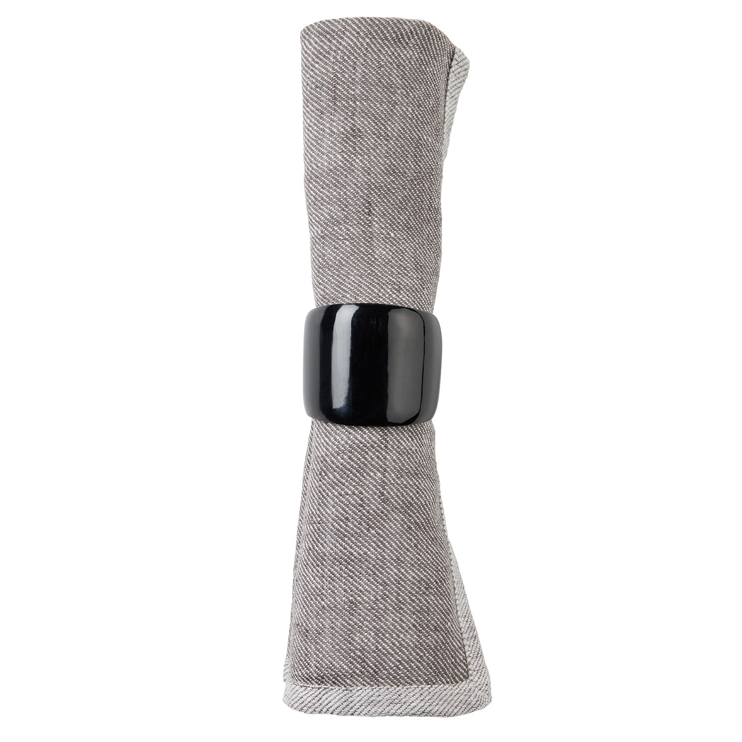 Gianna Gray/White Linen Napkin Set - Thumbnail 3