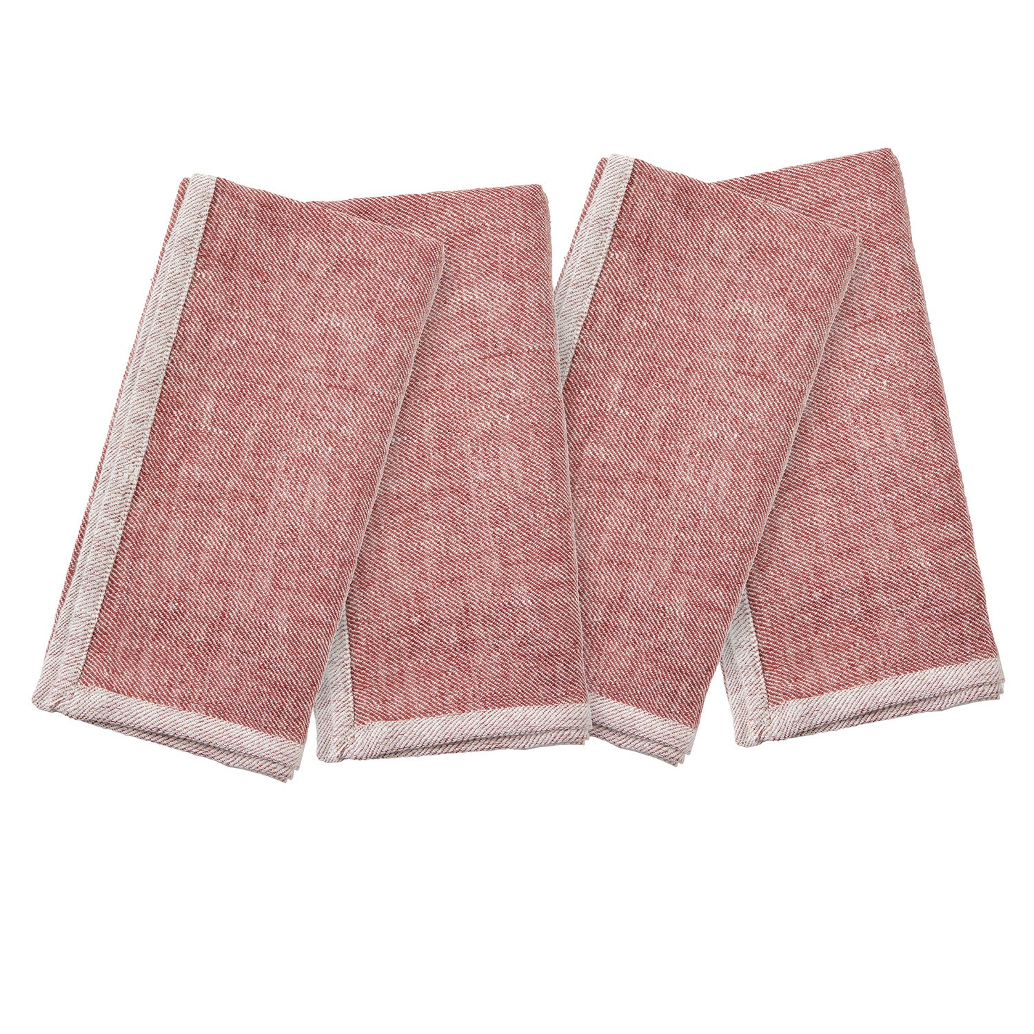 Gianna Maroon/White Linen Napkin Set - Thumbnail 2
