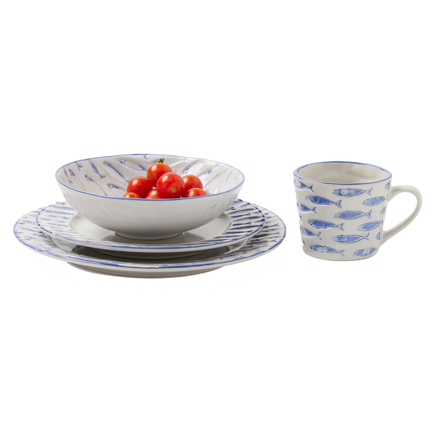 Gideon White/Blue Stoneware Dinnerware - Thumbnail 5