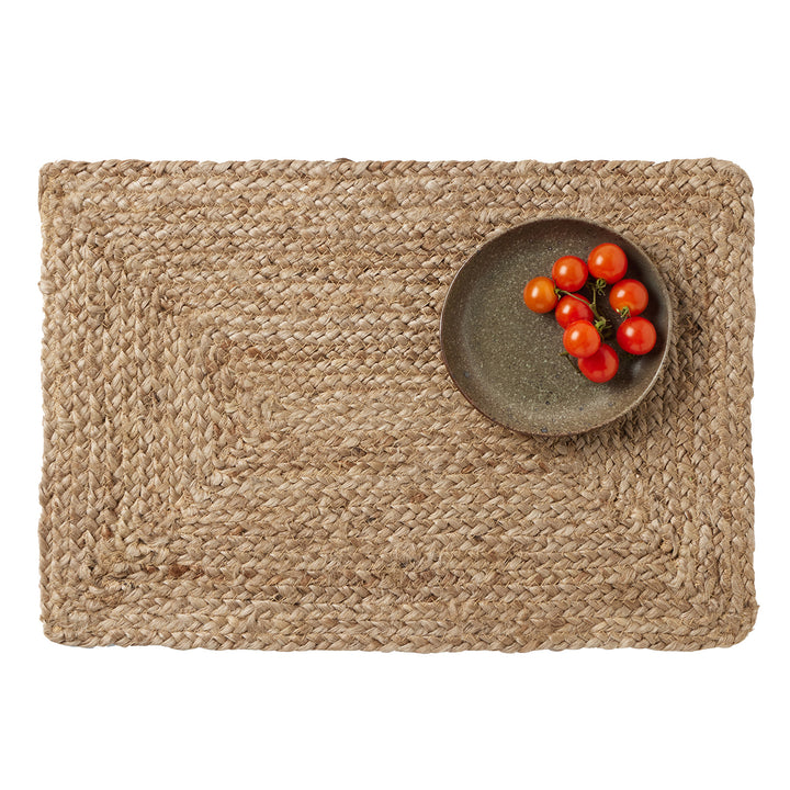 Grant Dark Natural Jute Placemats Set Of 4 (Rectangle)