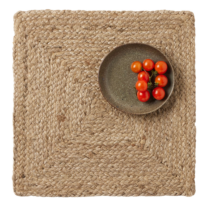 Grant Dark Natural Jute Placemats Set Of 4 (Square)