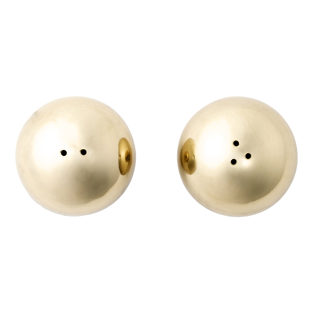 Helios Polished Gold Salt And Pepper Shakers