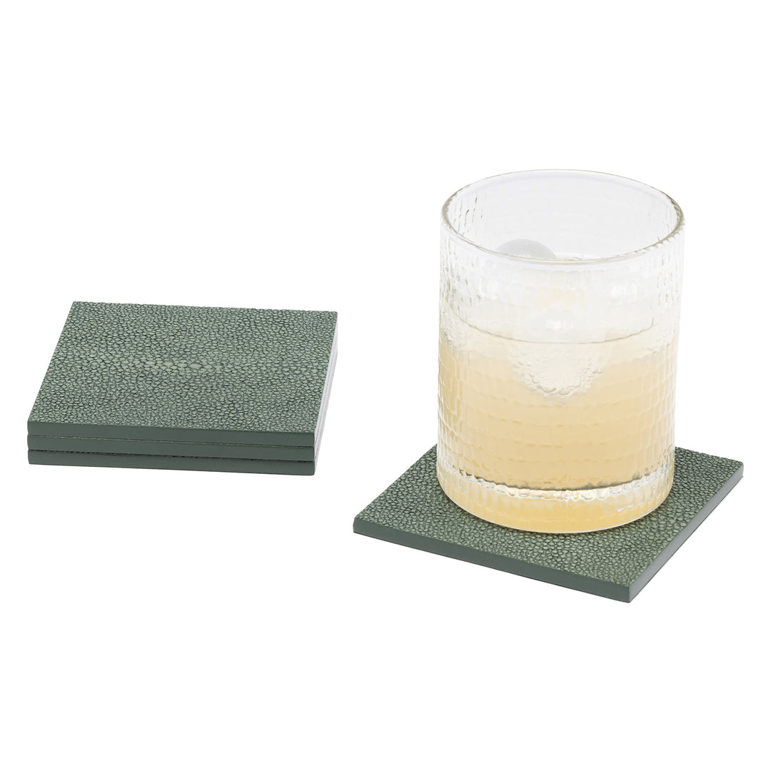 Henry Faux Shagreen Juniper Coasters Set Of 4