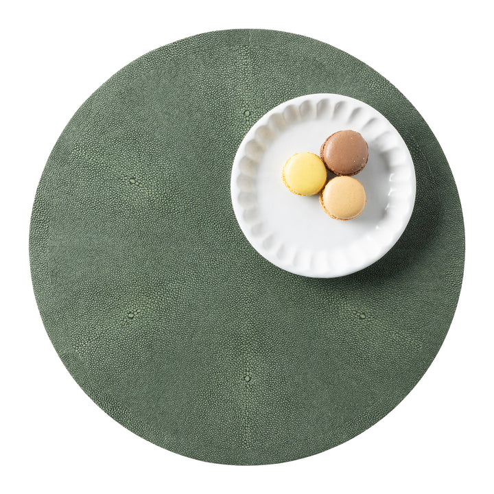 Henry Faux Shagreen Juniper Placemats Set Of 2 (Round)
