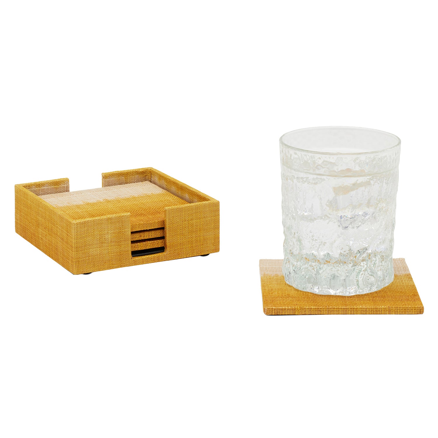 Hudson Mustard Abaca Coasters