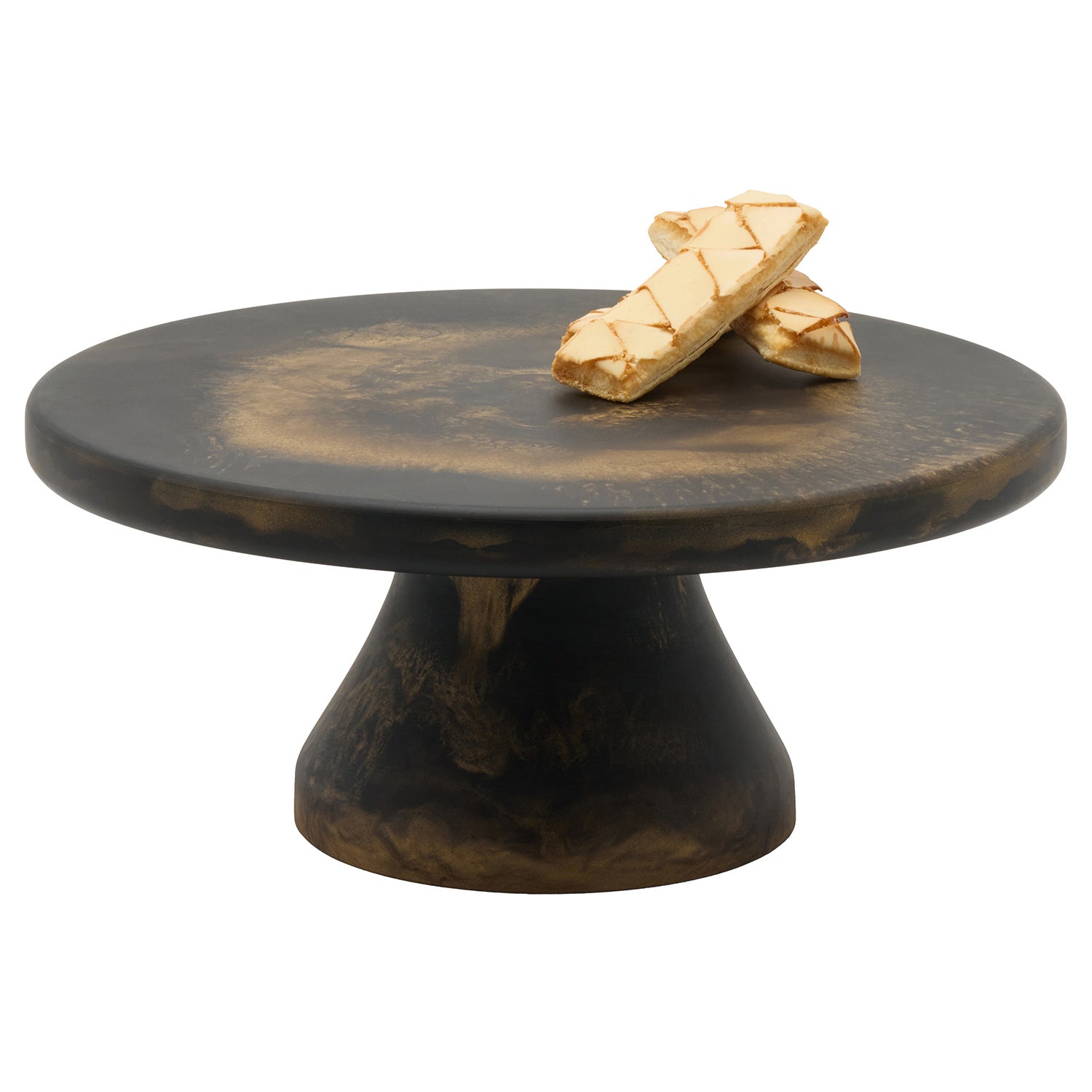 Hugo Black/Gold Swirled Resin Cake Stand - Thumbnail 3