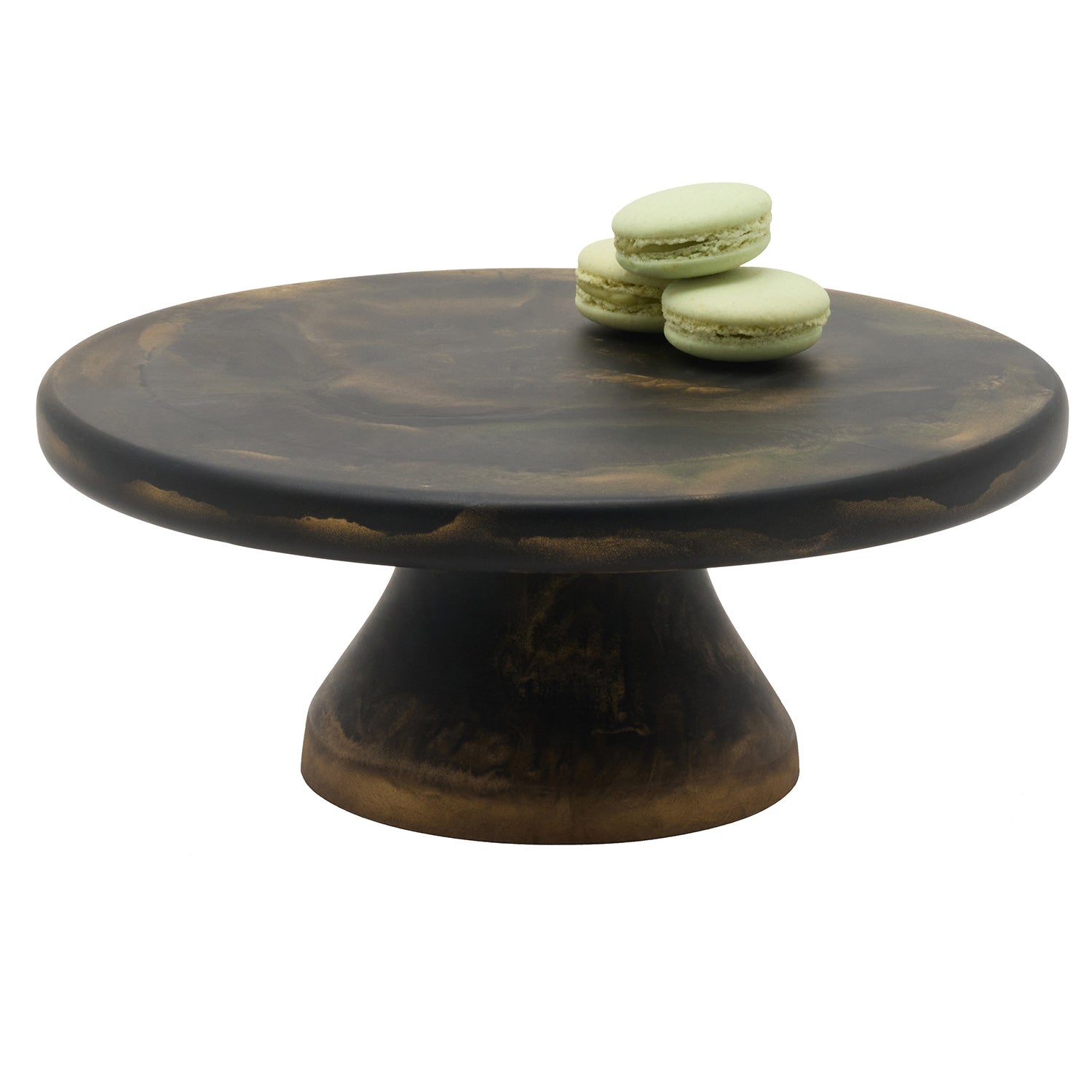 Hugo Black/Gold Swirled Resin Cake Stand - Thumbnail 2