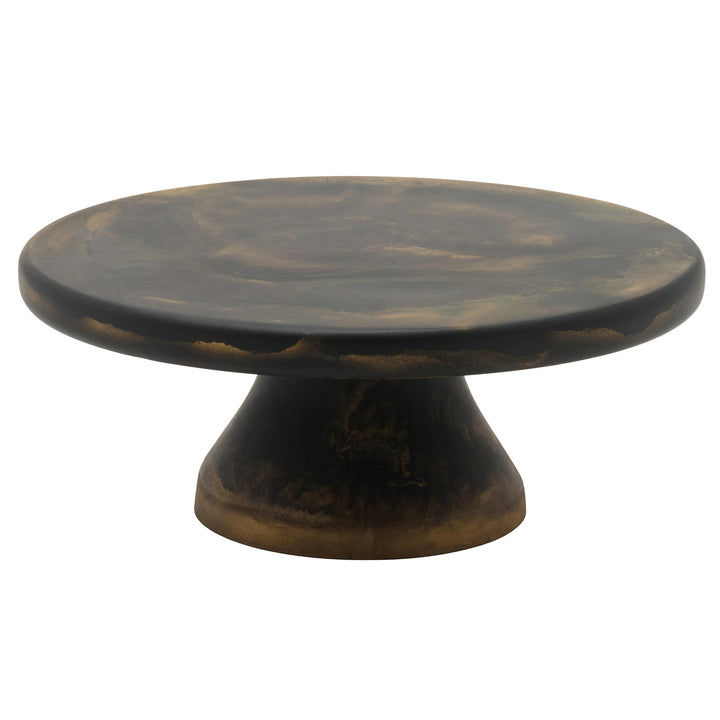 Hugo Black/Gold Swirled Resin Cake Stand