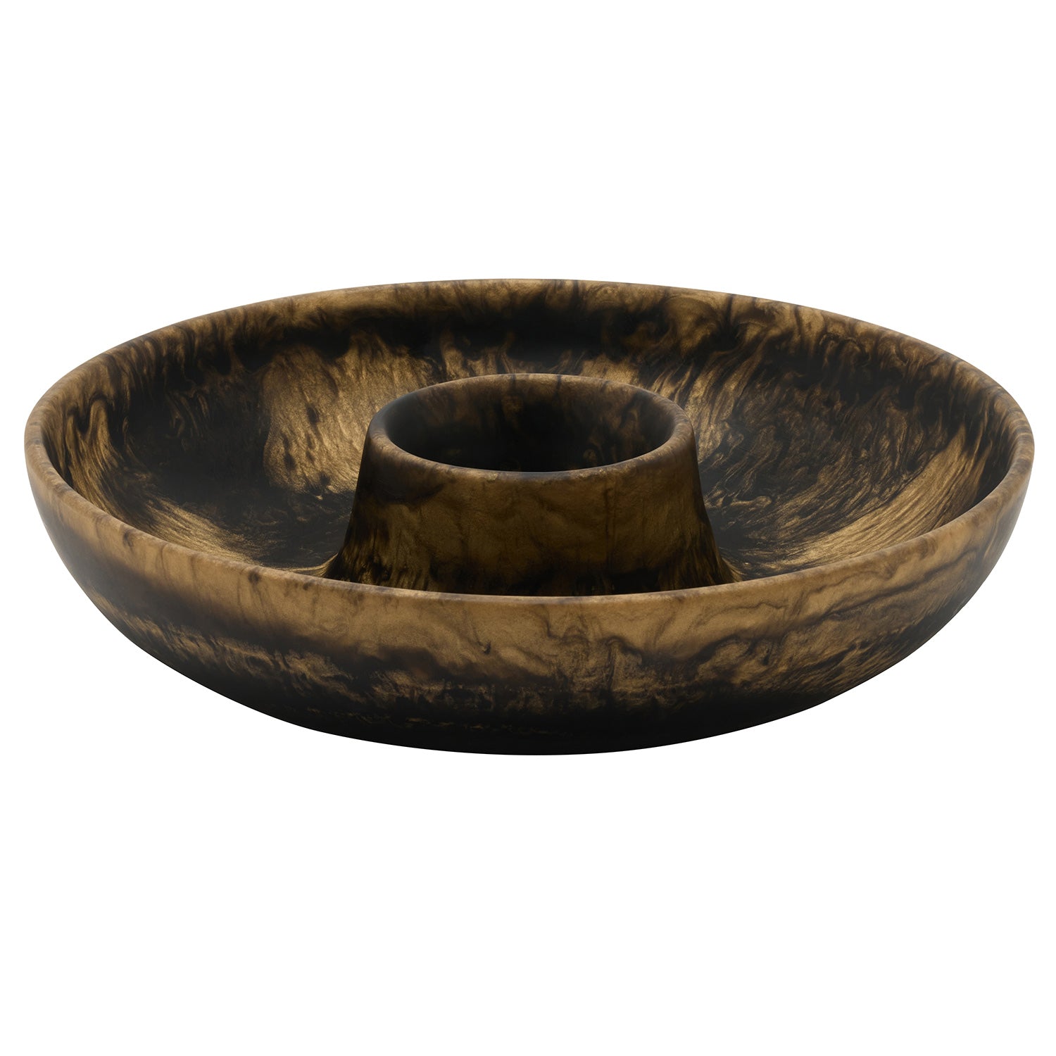Hugo Black/Gold Swirled Resin Chip And Dip Bowl - Thumbnail 4