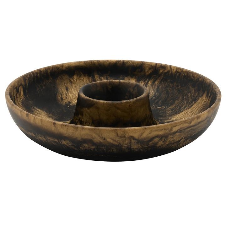 Hugo Black/Gold Swirled Resin Chip And Dip Bowl