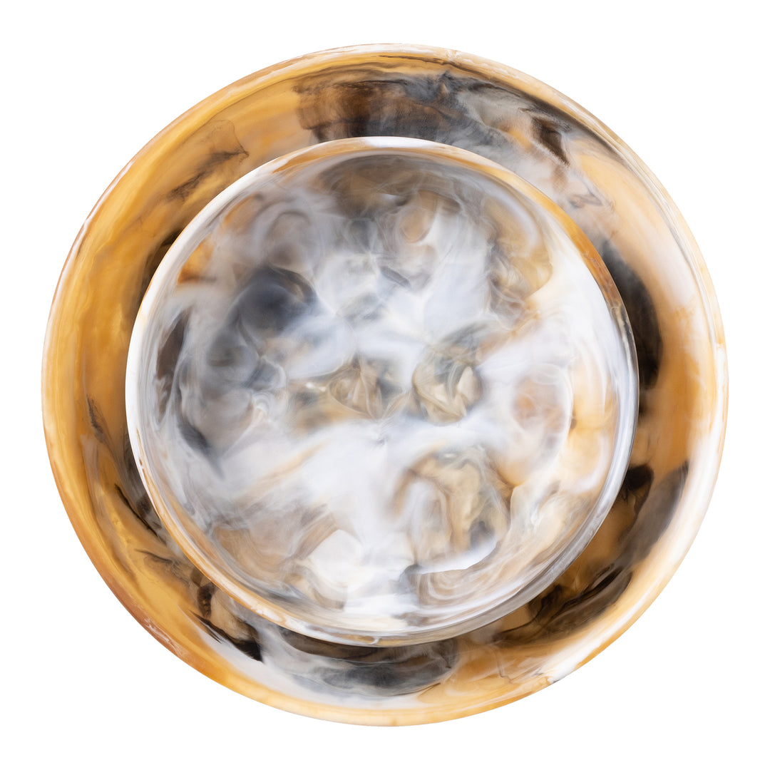 Hugo Black/Tan Swirled Small Serving Bowl Set/2