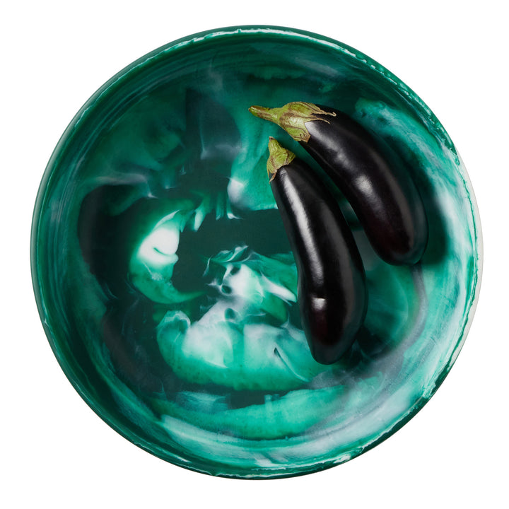 Hugo Dark Green Swirled Large Serving Bowl