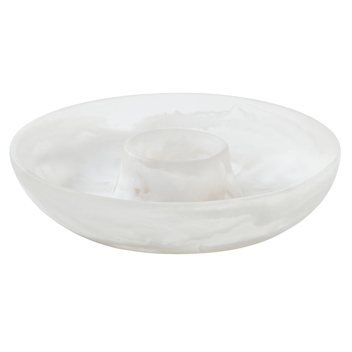 Hugo White Swirled Resin Chip And Dip Bowl