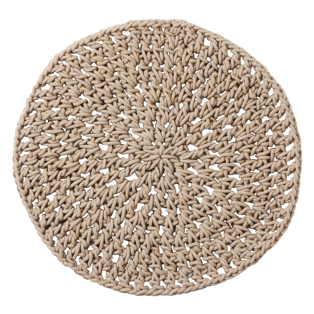 Indira Gray Crochet Cotton Round Placemats Set Of 4