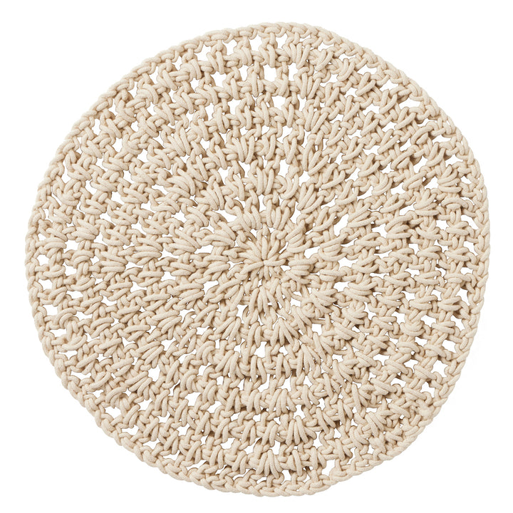 Indira Natural Crochet Cotton Round Placemats Set Of 4