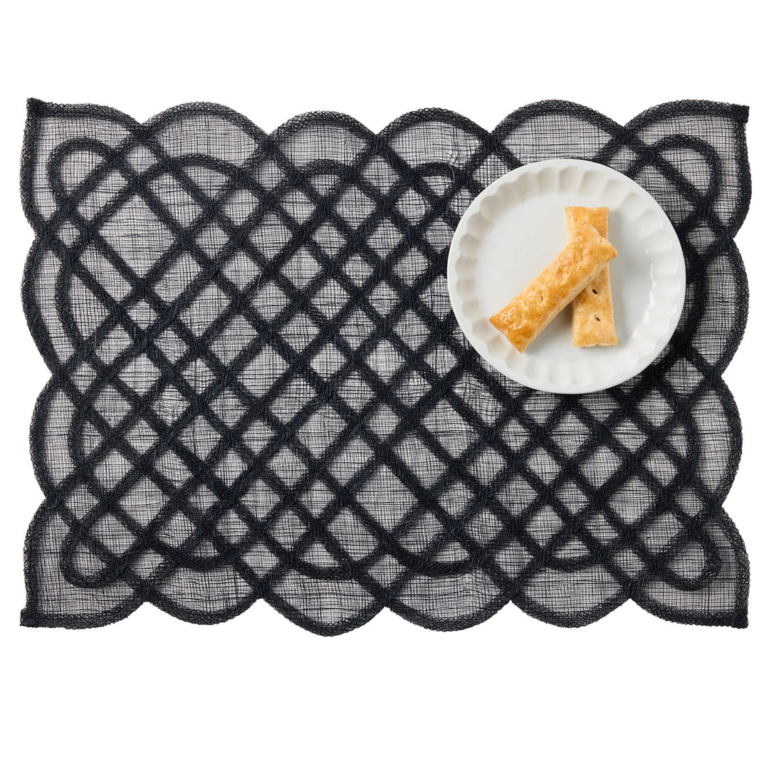 Ines Navy Abaca Rectangle Placemats Set of Four