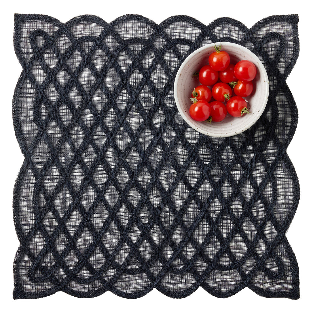 Ines Navy Abaca Square Placemats Set of Four