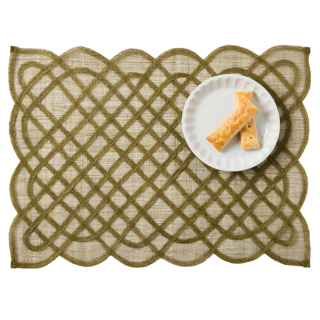 Ines Olive Abaca Rectangle Placemats Set of Four