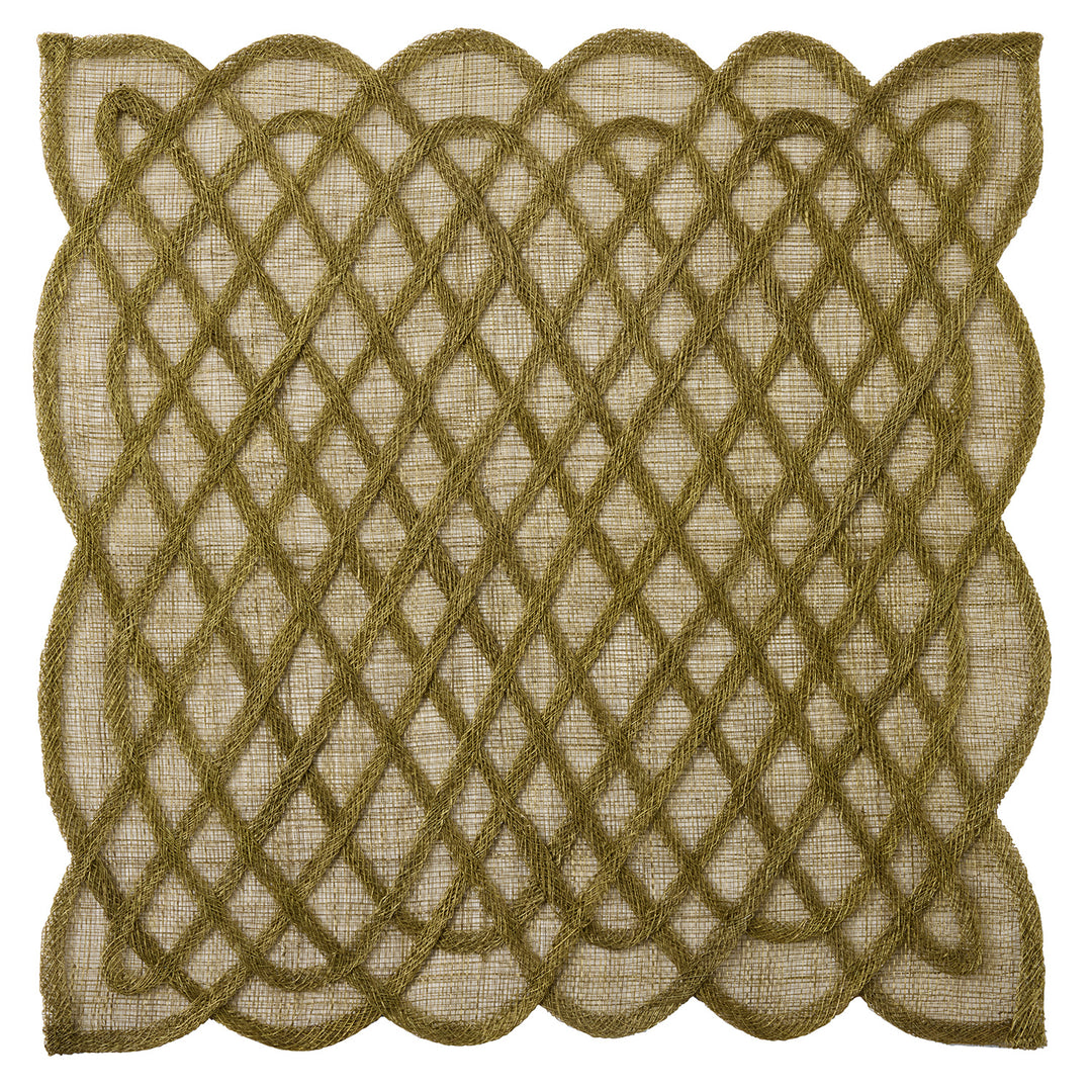 Ines Olive Abaca Square Placemats Set of Four