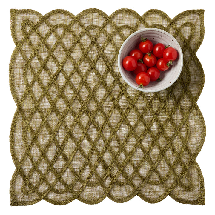 Ines Olive Abaca Square Placemats Set of Four