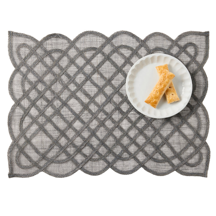 Ines Titanium Abaca Rectangle Placemats Set of Four