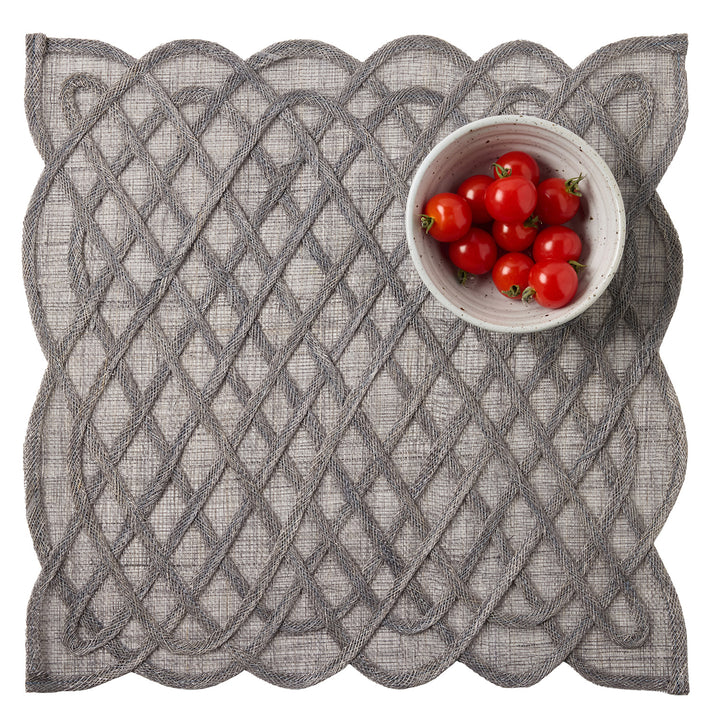 Ines Titanium Abaca Square Placemats Set of Four